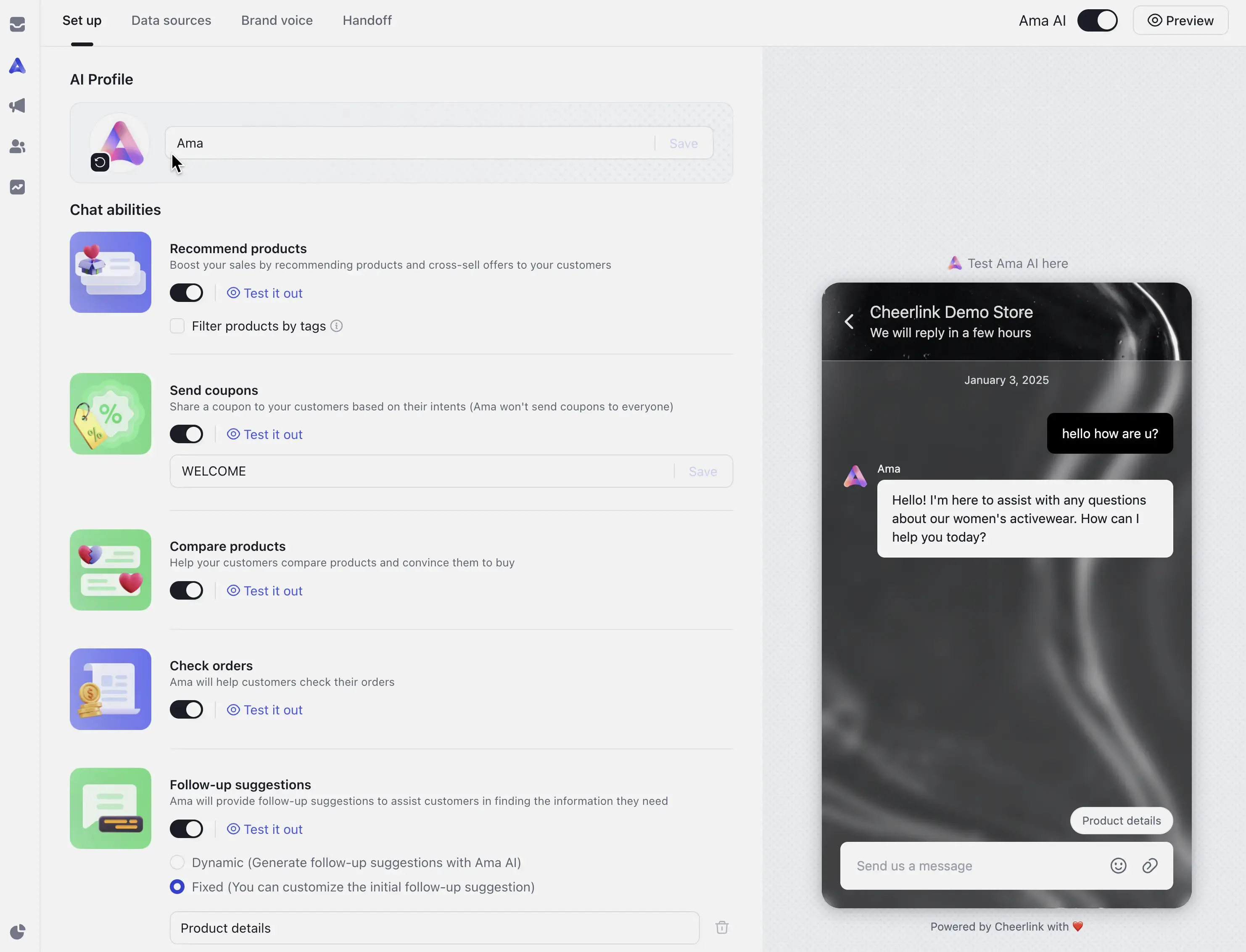 Cheerlink's AI chatbot interface